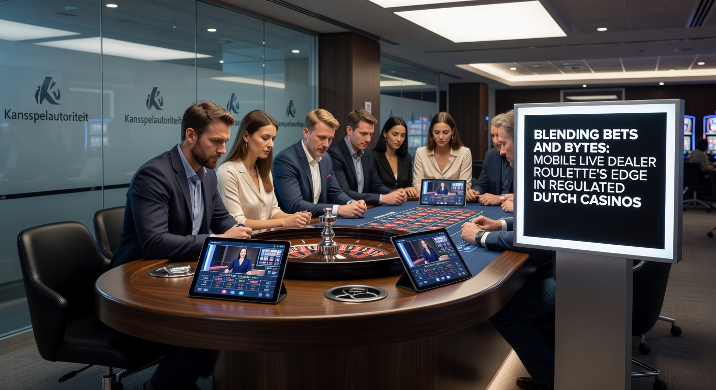 Close-up van een live roulette wiel dat draait op een mobiel scherm, met Nederlandse tekst voor inzetten en croupier in beeld